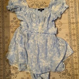 Light Blue Floral Romper Dress